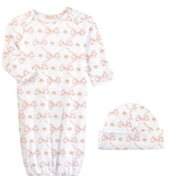 Baby Club Chic Bows and Roses Gown & Hat Set Newborn Girl - Picture 1 of 3